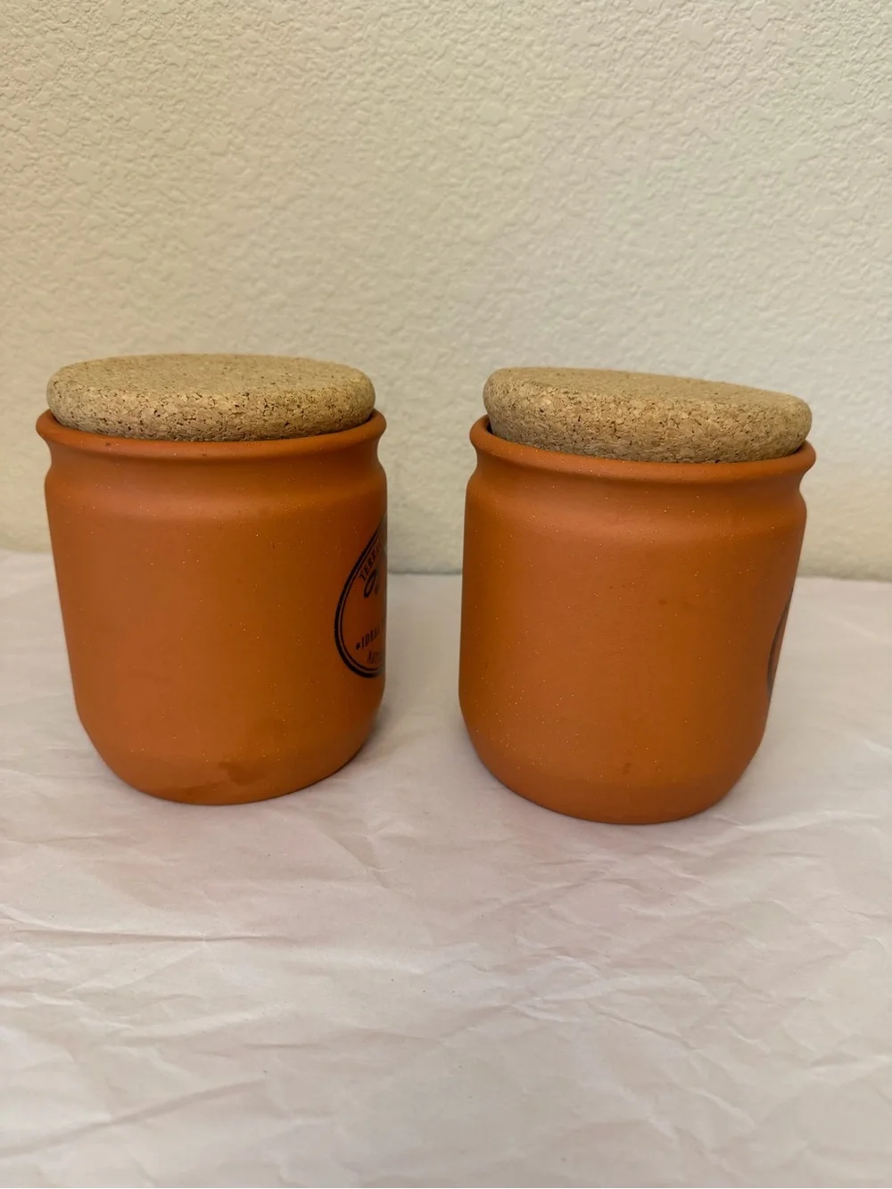 Terracotta Kitchen Line Rice & Flour Canister Set with Cork Lids - Rustic Orange